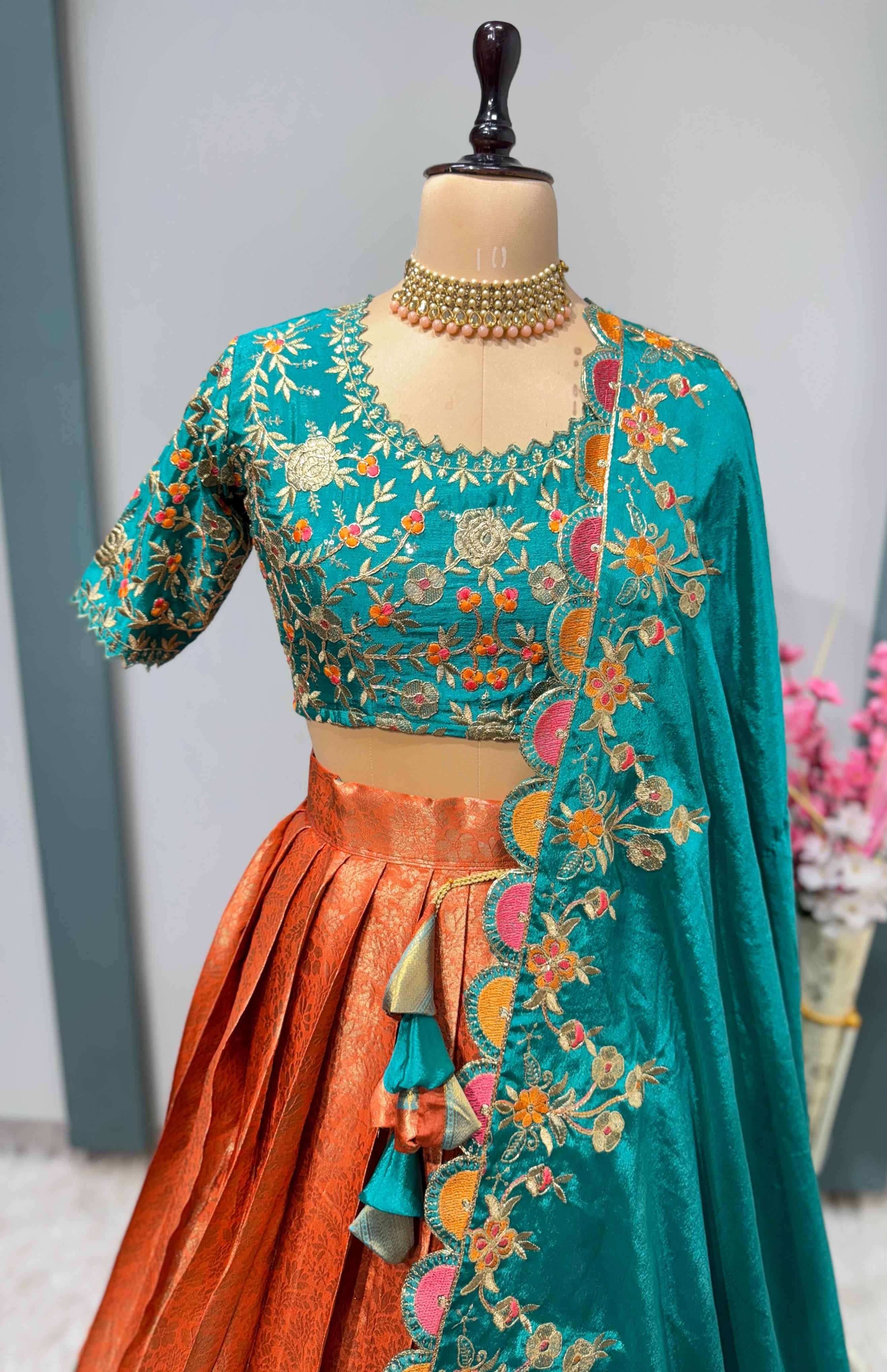 Kanchipattu fully stitched Lehanga