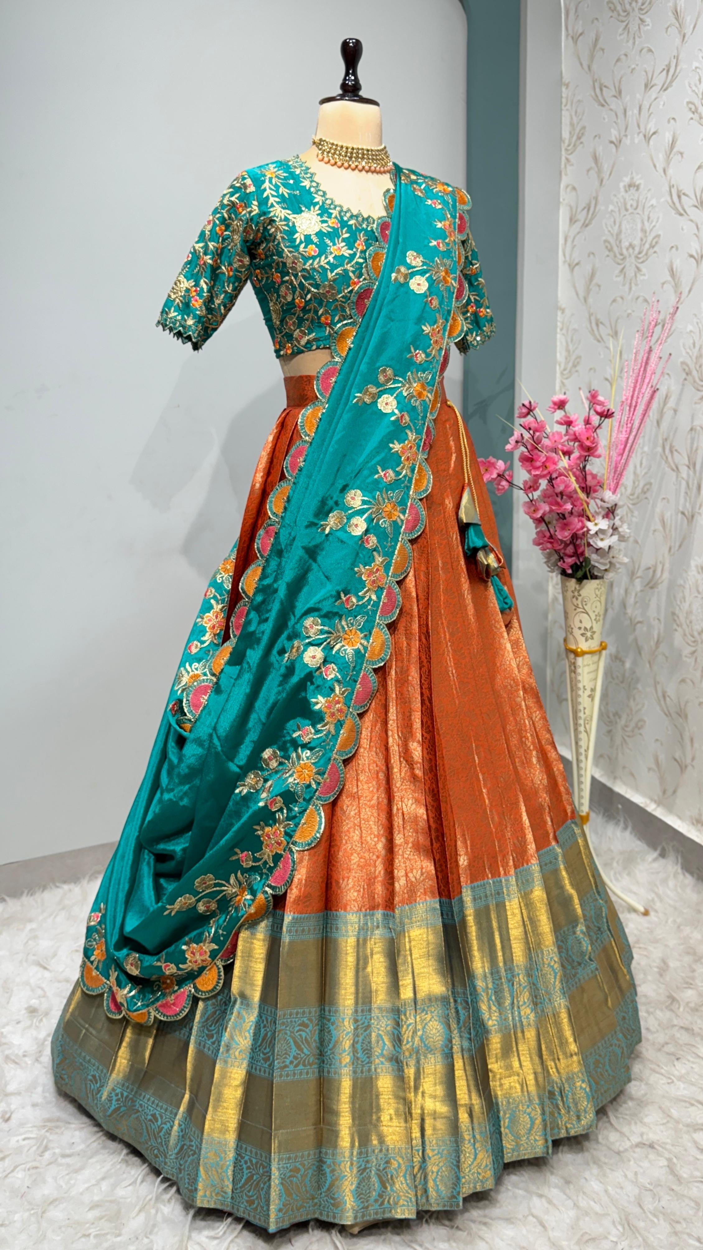 Kanchipattu fully stitched Lehanga