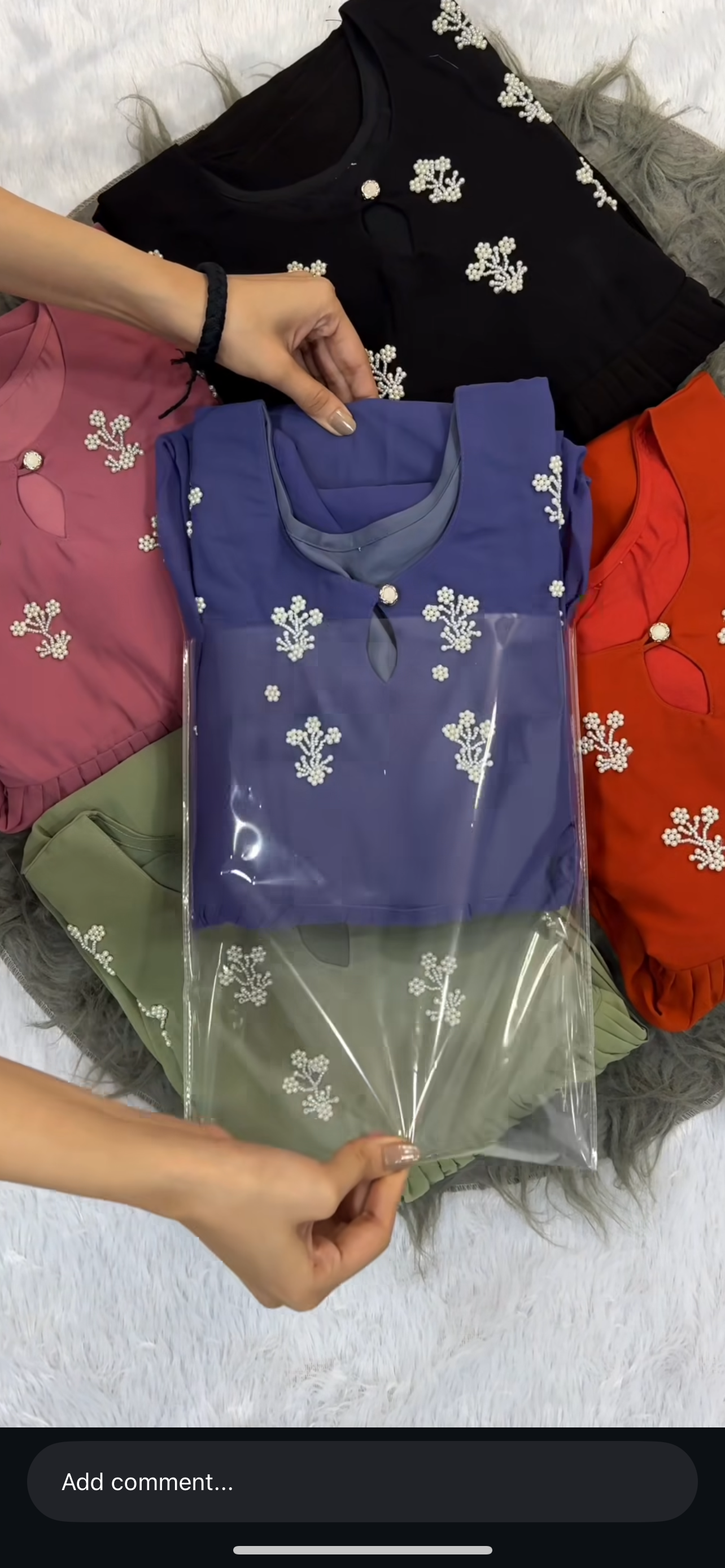 Fabric georgette with maggam work in yoke part